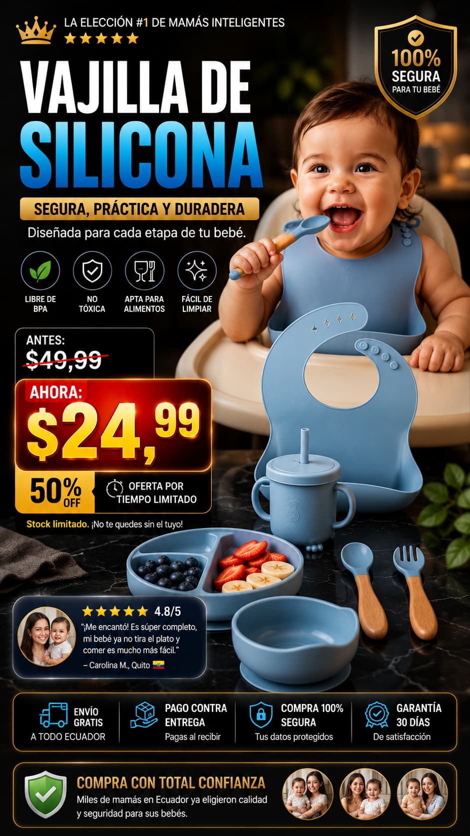 Set vajilla silicona para bebes